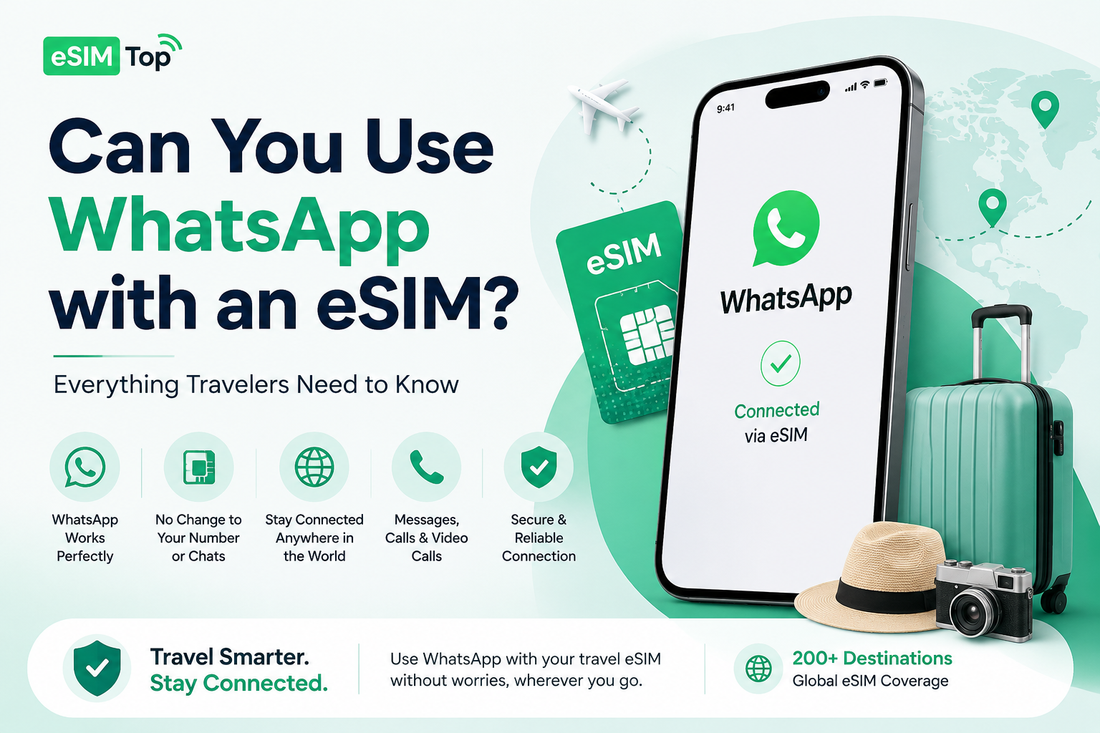 Using WhatsApp with a travel eSIM while traveling abroad