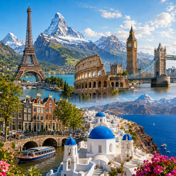 Europe eSIM travel data plan covering 39 European destinations with 5G and 4G mobile interne