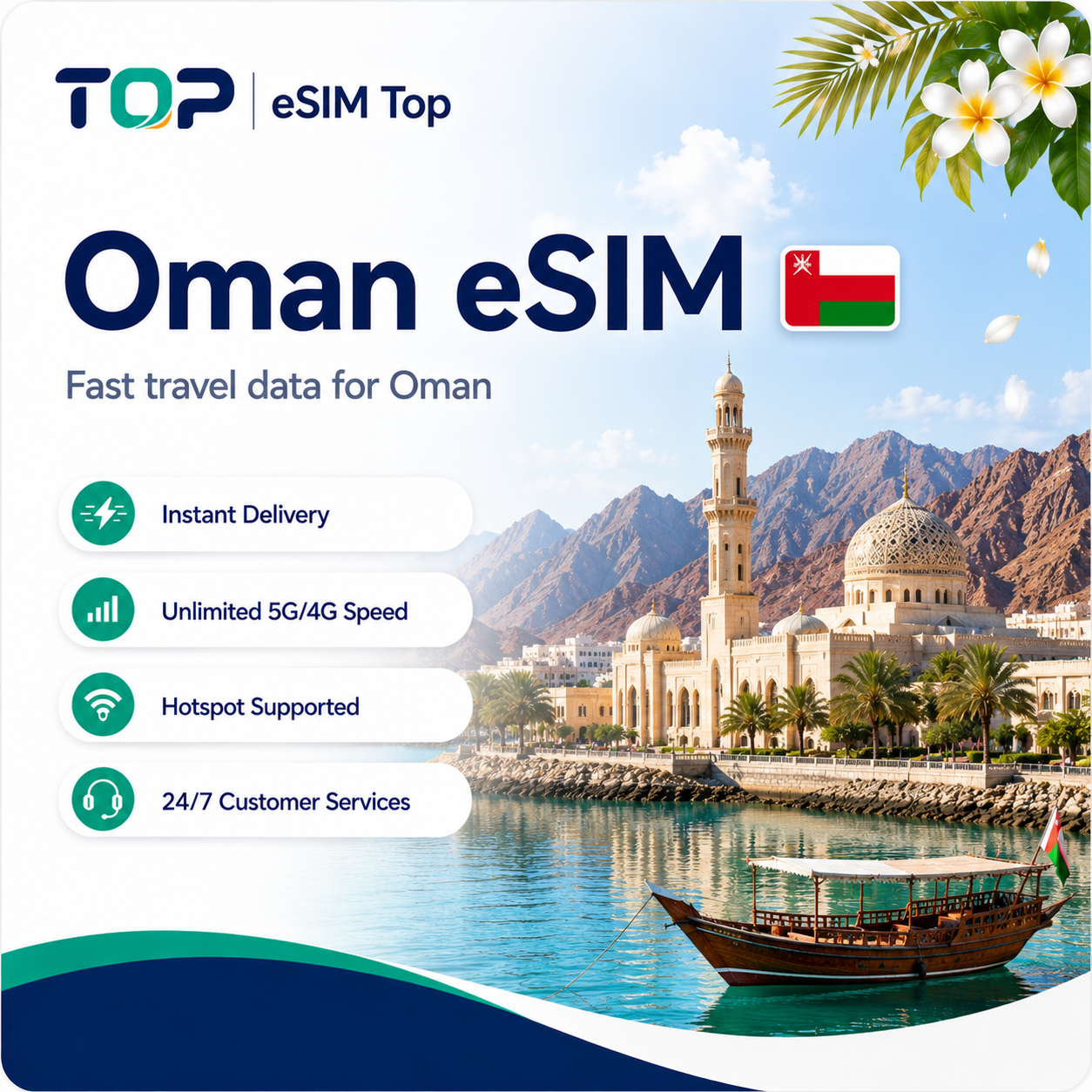Oman eSIM with instant activation and 5G/4G coverage