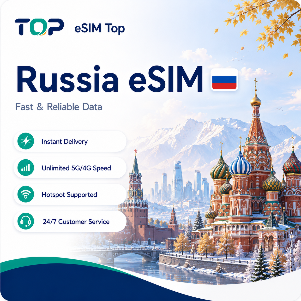 Russia eSIM Travel Data Plan by eSIM Top